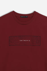 T-SHIRT GIROCOLLO STAMPATA MANICA LUNGA BORDEAUX